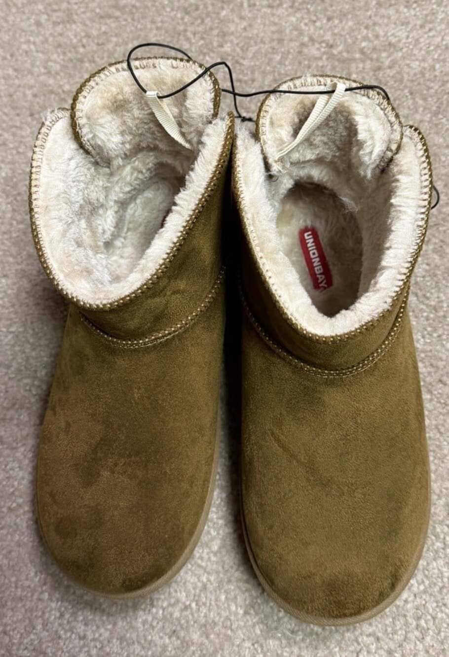 Unionbay Womens 8M Brown Ankle Bootie Round Toe Slip On Faux Suede NEW